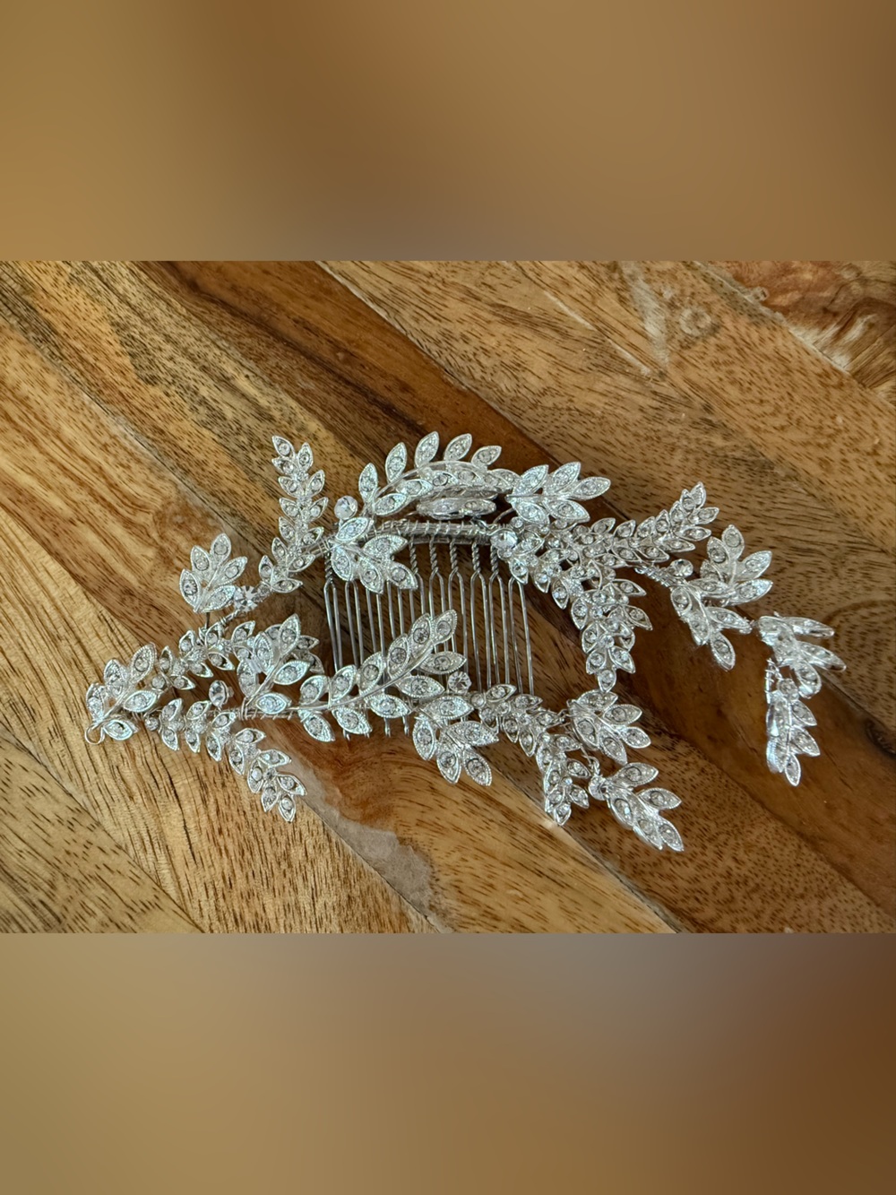 Silver Crystal Leaf Bridal Hair Comb